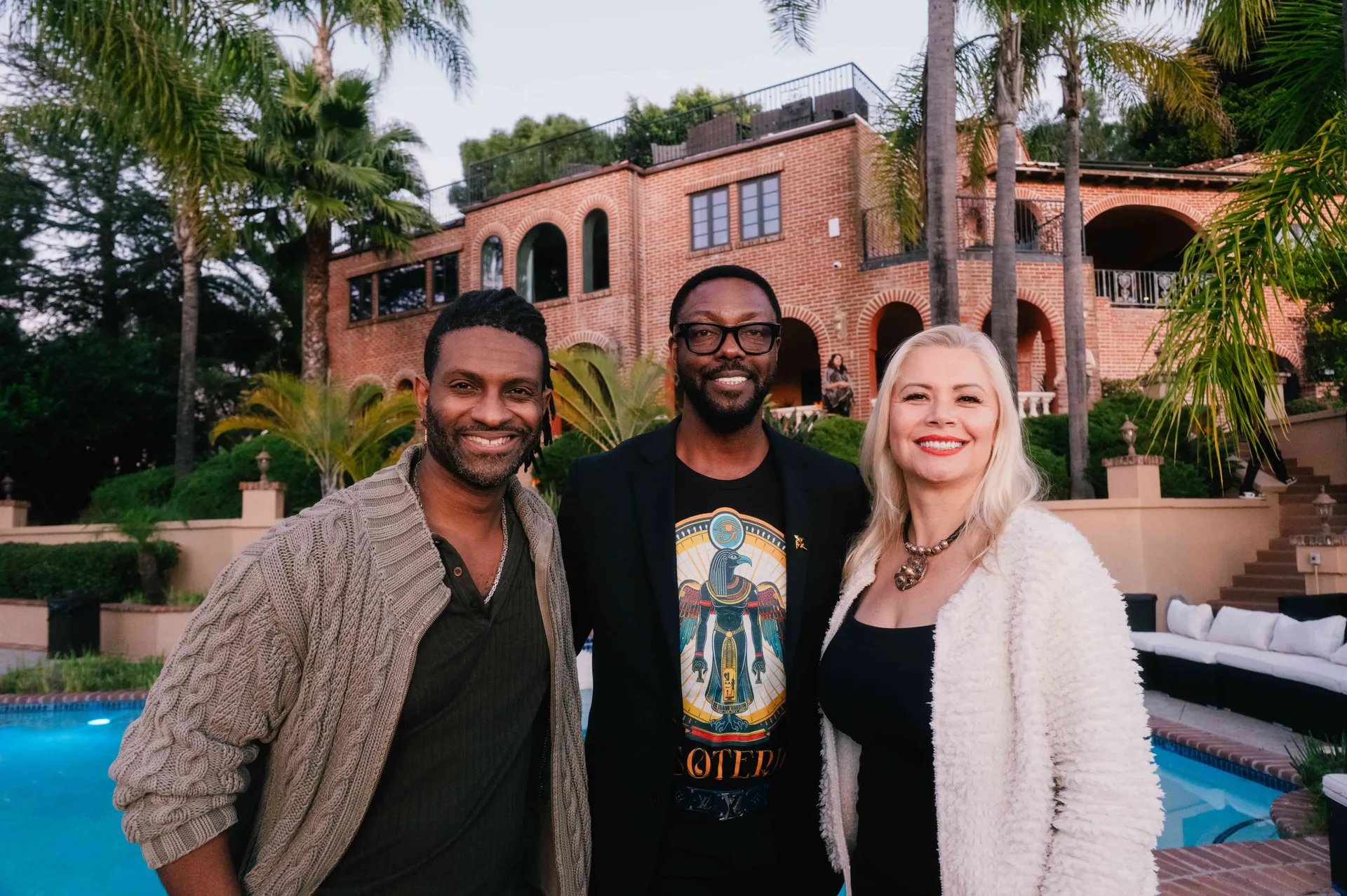 Berké Brown and Hazel Ortega with guest Billy Carson at the Manifest University estate